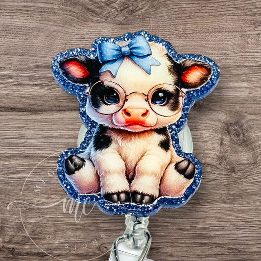 Cute Baby Blue Cow Badge topper