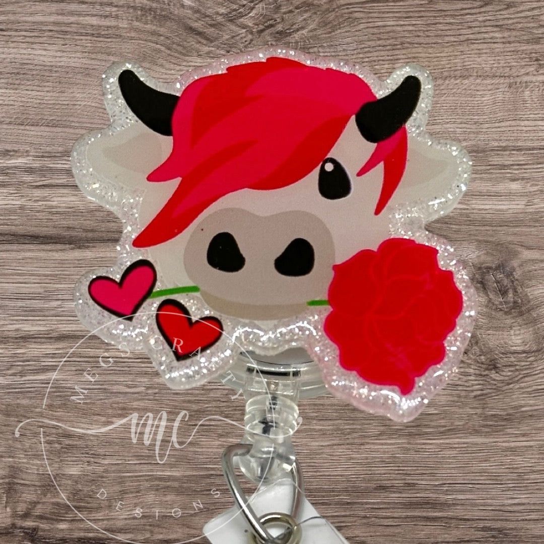 Valentine Highland Cow Badge topper