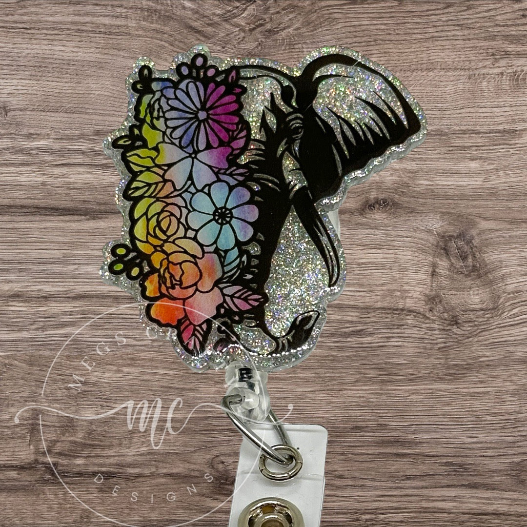 Floral Elephant Badge Topper