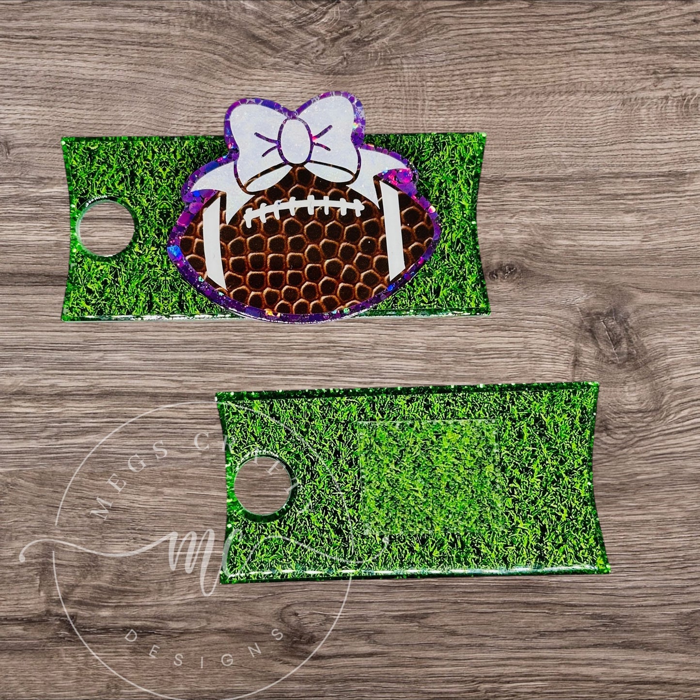 Football Field Green Grass Cup Tag - Interchangeable Base