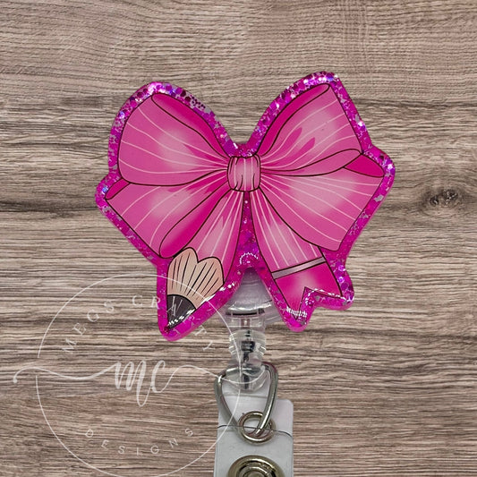 Pink Pencil Bow - Badge topper