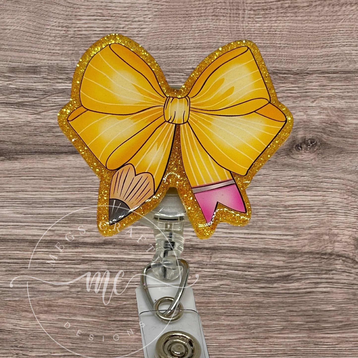 Yellow Pencil Bow - Badge topper